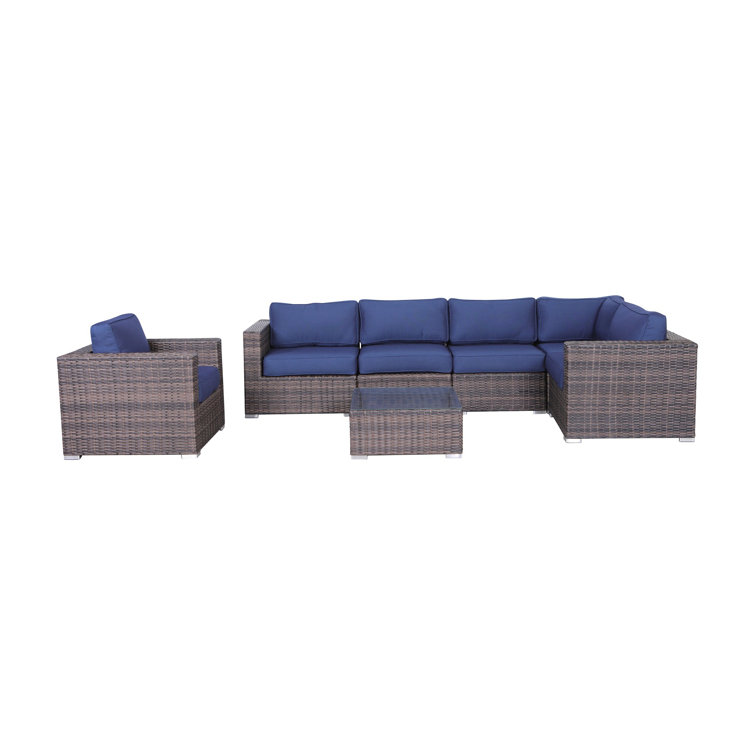 LivingSourceInternational Fully Assembled 7 Piece Rattan Sectional